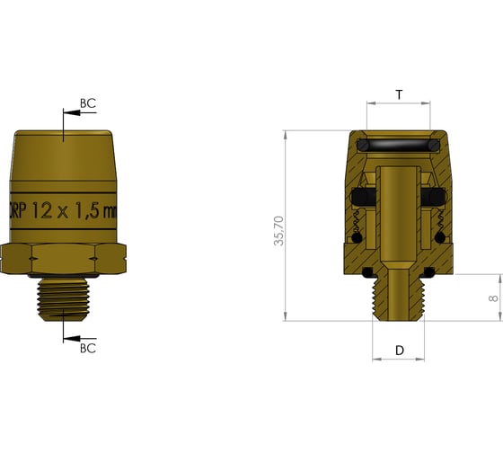 Фитинг прямой M22x1.5-12x1.5 мм 100 1222. 2800120902215 ORPASAN ORP 4189 1