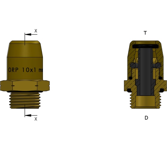 Фитинг прямой M22x1.5-10x1 мм 100 1022. 2800100802215 ORPASAN ORP 4159 1