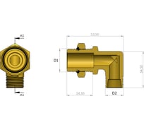 Адаптер угловой под конус Г-образный M22x1.5/M18x1.5 ORPASAN ORP 4626