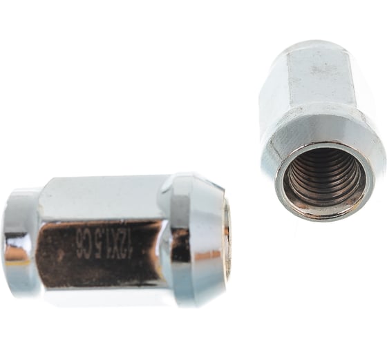 Гайка NORM M12x1.50, H=35 мм, ключ 19 мм, закрытая, хром, 20 шт. 401445 Cr