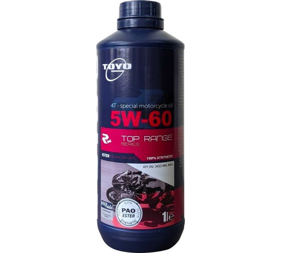 Масло Top Range 4T SAE 5W-60, API SN, R+, 1 л Toyo 9555131407347