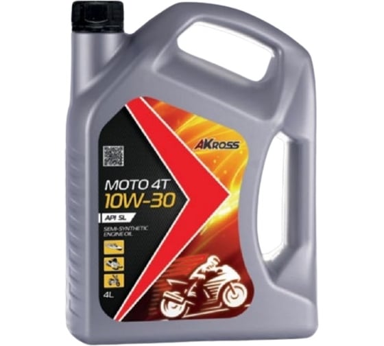 Масло моторное полусинтетическое Moto 4Т 10W-30 SL 4 л AKross AKS0029MOS