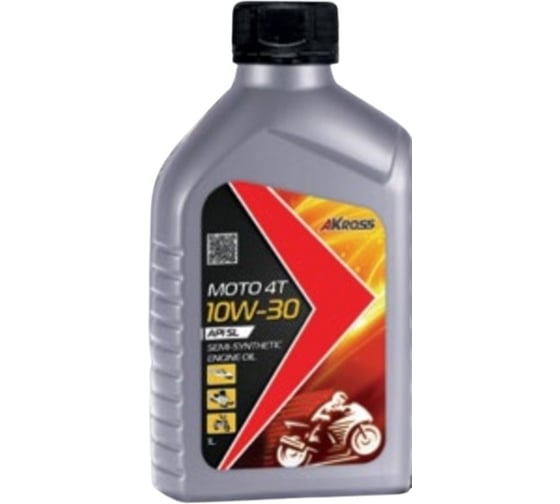 Масло моторное полусинтетическое Moto 4Т 10W-30 SL 1 л AKross AKS0028MOS