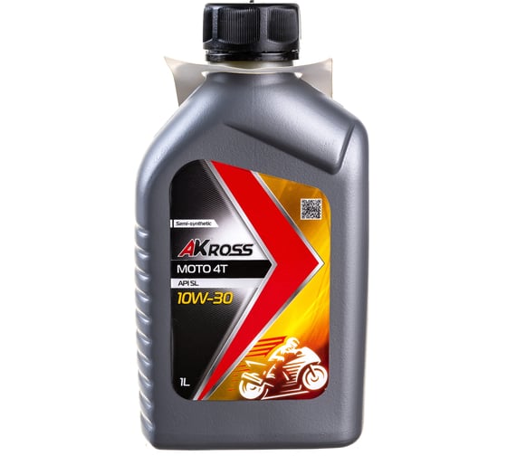 Масло моторное полусинтетическое Moto 4Т 10W-30 SL 1 л AKross AKS0028MOS 1