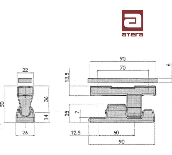 Петля бортовая Атега 90 мм З-314320