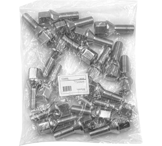Болт колесный GANZ 12x1.25x28 C17 конус хром упак. 20 шт BB138