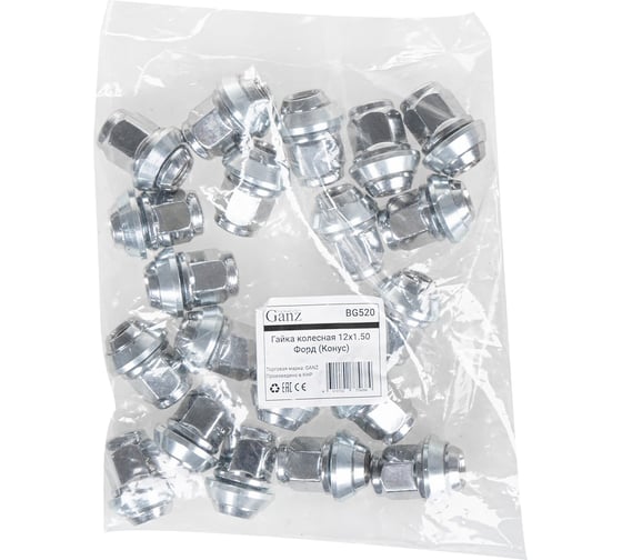 Гайка колесная GANZ 12x1.50 Форд (Конус) упак. 20 шт BG520