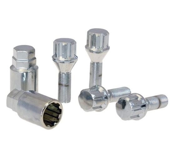 Комплект секретных болтов M12x1.25, H=28 мм, 8 луч, Хром NORM 372110H2 1
