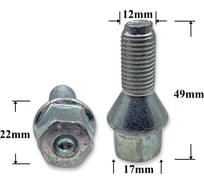Болт колесный Крепавто иномарки М12х22х1.5 ключ 17 Lanos T0004