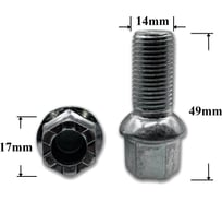Болт колесный Крепавто иномарки М14х1.5х48/27 ключ 17, сфера, цинк (VW) T0100