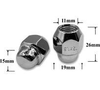 Гайка колеса иномарки КрепАвто М12х1,5х27 кл.19, конус, закр, СН, H-1207S-19H T0516