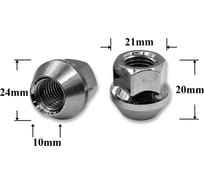 Гайка колеса иномарки КрепАвто М12х1,25х21 кл.21 конус, откр, СН, 1756 T0507