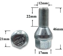 Болт колесный КрепАвто М12х1.5х46/22 (кл. 17, ЦИНК) T0108