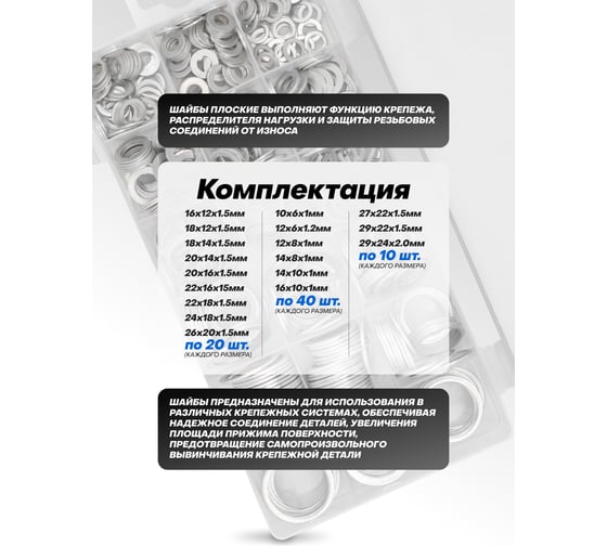 Набор шайб алюминиевых Forsage набор 450 штук F-068652(65421)