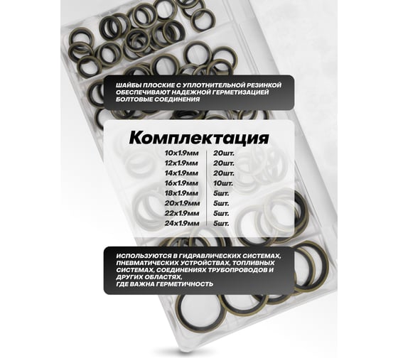 Набор шайб резино-металлических Forsage 90шт F-068581(65428)