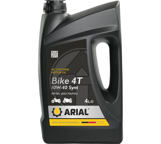 Масло моторное ARIAL BIKE 4T Synt 10W-40 (4л) AR023104030 1