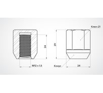 Гайка колесная AIRLINE M12x1.5x29, конус, кл.21, закрытая, хром для а/м Hyundai/KIA (20 шт) ASCR003