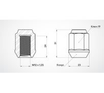 Гайка колесная AIRLINE M12x1.25x31, конус, кл.19, закрытая, хром для а/м Suzuki (20 шт) ASCR030