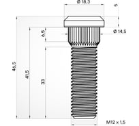 Шпилька колесная AIRLINE M12x1.5x33x46.5, d посадки 14.5, дакромет для а/м Toyota/Lexus (20 шт) ASTD008