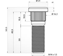 Шпилька колесная AIRLINE M14x1.5x30x50.5, d посадки 16.3, дакромет для а/м Toyota/Lexus (20 шт) ASTD011