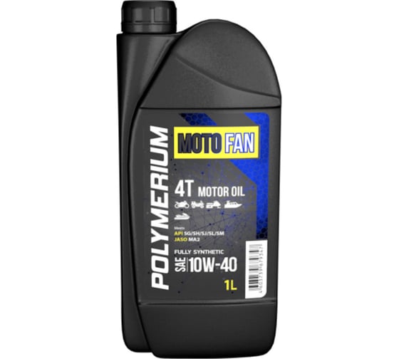 Моторное масло для мототехники MOTO-FAN 4T 10W-40 1 л POLYMERIUM plmmf410401 1