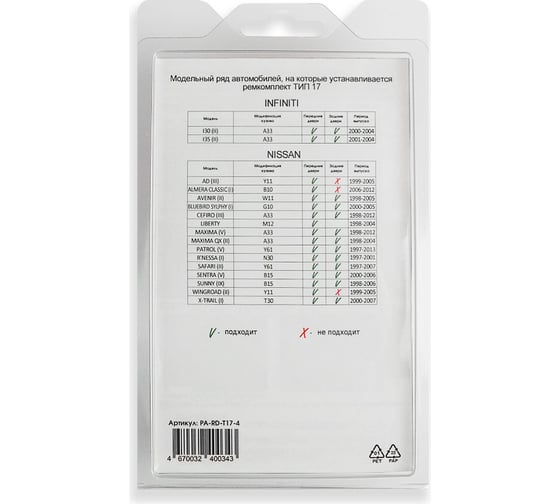 Ремкомплект ограничителей дверей 4 двери, тип 17 Unevix PA-RD-T17-4