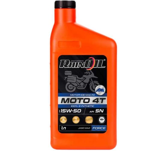 Масло моторное синтетическое RhinOil MOTO SAE 15w-50 API SN JASO MA2 1л 4607182663571