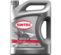Масло моторное полусинтетическое Sintec для четырехтактных двигателей Moto 4T SAE 10W-40 API SL/CF JASO MA2 4л 105208