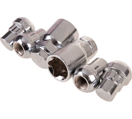 Гайки секретки M12x1.50, 32 мм, сфера закр 5 луч 2 кл, хром 003, 4 шт SKYWAY S10702003