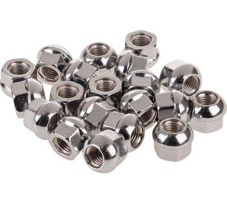 Гайка сфера M12x1.50, открытая с выступом 18 мм, ключ 19 мм, хром 036, 20 шт SKYWAY S10602036