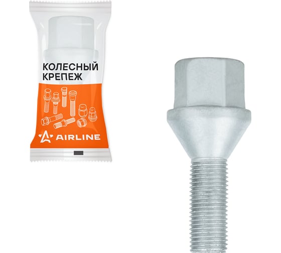 Болт колесный Airline M12x1,25x28x57,4, конус, ключ 19, дакромет, 1 шт для Jeep/Dodge ABLT232