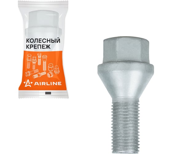 Болт колесный Airline M12x1,25x22x47, конус, ключ 17, дакромет, 1 шт для Лада/Fiat ABLT224