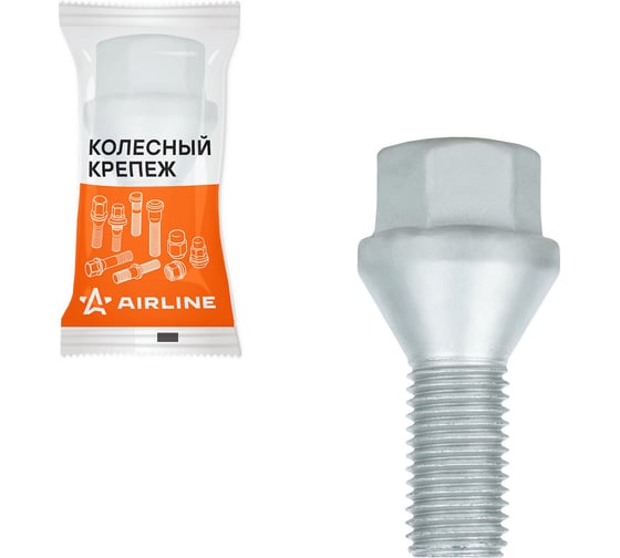 Болт колесный Airline M12x1,5x22x47, конус, ключ 17, дакромет, 1 шт для Suzuki/Opel/Fiat ABLT203