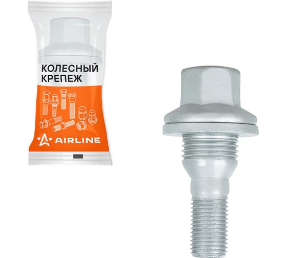 Болт колесный Airline M12x1,25x19x58, конус с шайбой, ключ 17, дакромет, 1 шт для Peugeot/Citroen ABLT207