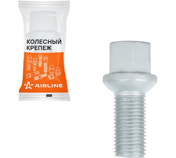 Болт колесный AIRLINE M14x1.5x27x48.5, сфера R14, ключ 17, дакромет, 1 шт для Mercedes/Infiniti ABLT210