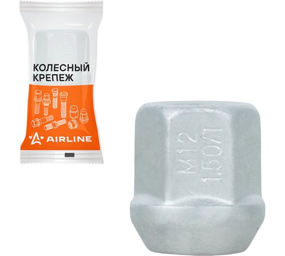 Гайка колесная AIRLINE M12x1.5x25, конус, ключ 19, открытая, дакромет, 1 шт для Chevrolet/Daewoo ASCR213