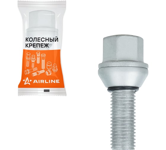 Болт колесный AIRLINE M12x1.5x26x52, конус подвижный, ключ 17, дакромет, 1 шт для Renault/Dacia ABLT214