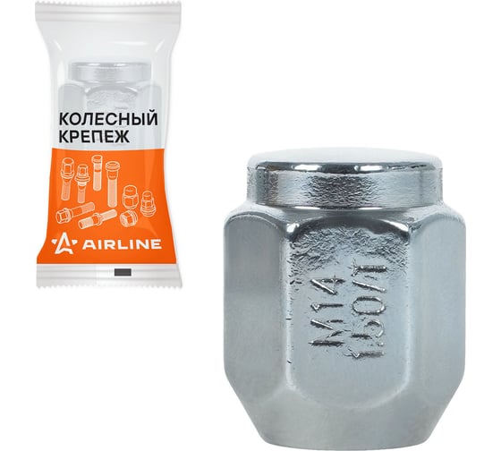 Гайка колесная AIRLINE M14x1.5x30, конус, ключ 22, закрытая, хром, 1 шт для Toyota/Lexus ASCR226 1