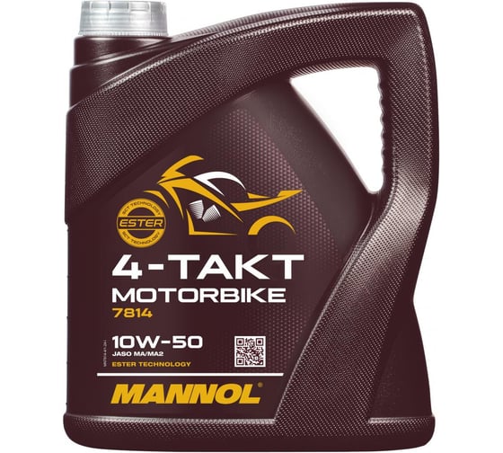 Синтетическое моторное масло MANNOL 4-TAKT MOTORBIKE 10W50 4 л 78144