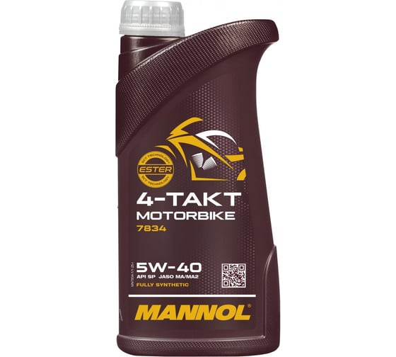Синтетическое моторное масло MANNOL 4-TAKT MOTORBIKE 5W40 1 л 78341