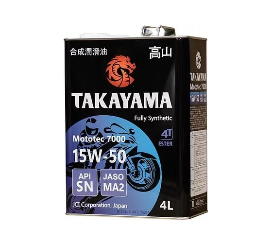 Масло Takayama Mototec 7000 4T 15W-50 SN MA2 4л (металл) 102128