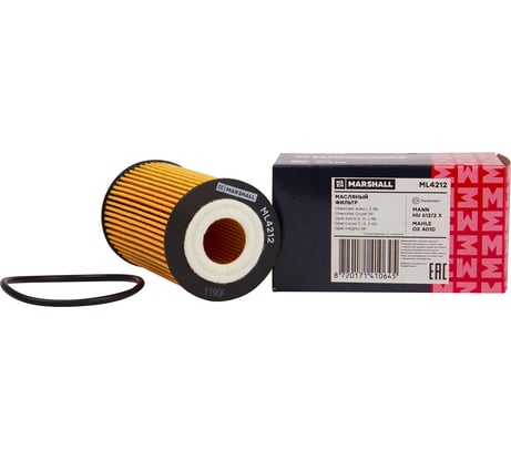 Фильтр масляный Chevrolet Aveo I, II 08- / Cruze 09-, Opel Astra G, H, J 98- / Corsa C, D, E MARSHALL ML4212