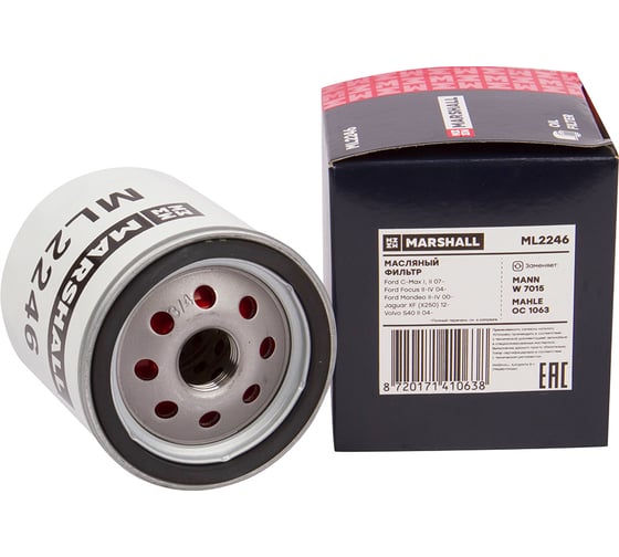 Фильтр масляный Ford C-Max I, II 07- / Focus II-IV 04- / Mondeo II-IV 00-, Volvo S40 II 04- MARSHALL ML2246