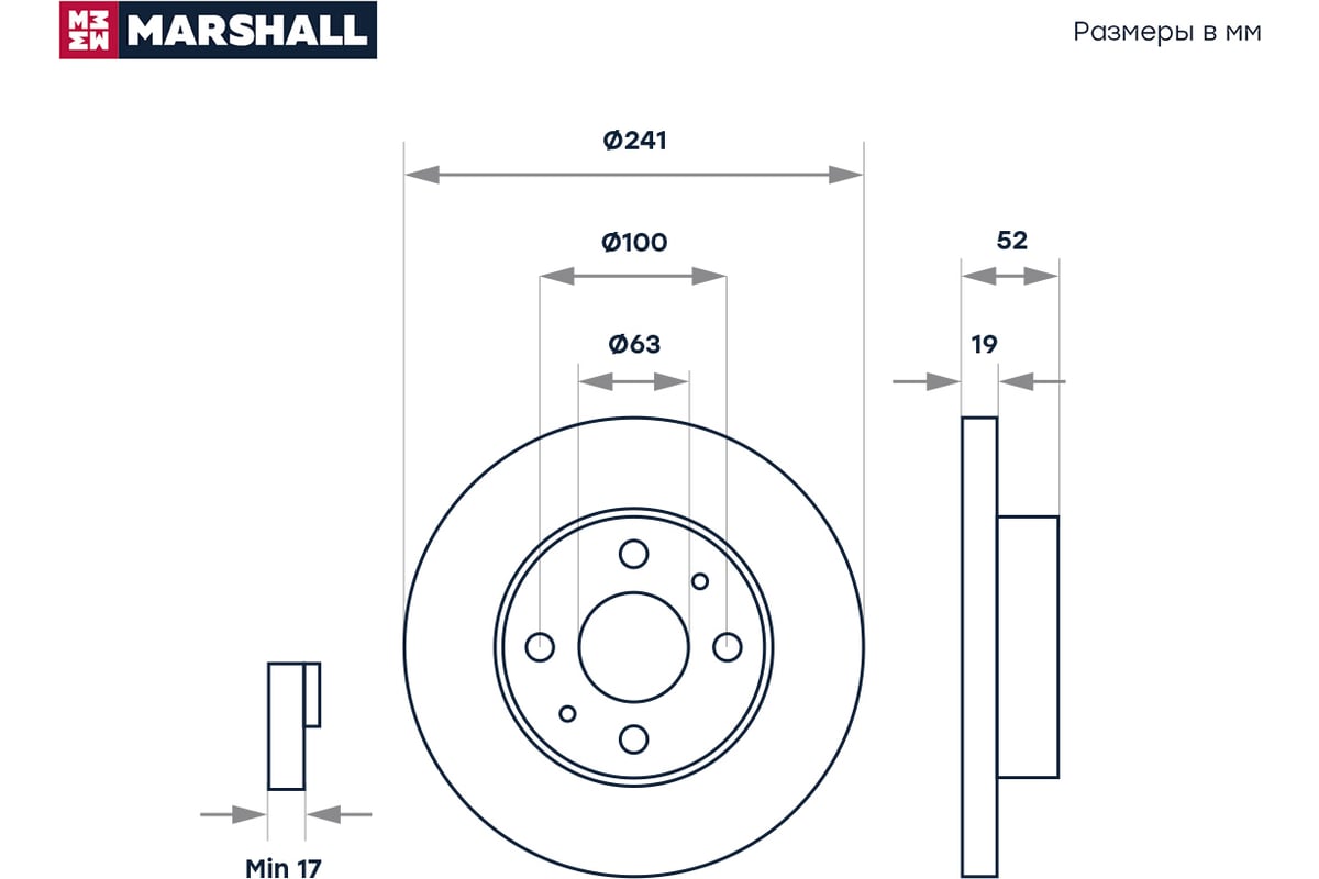 Тормозной диск передний Hyundai Accent II +ТаГАЗ 99- MARSHALL M2000410 -  выгодная цена, отзывы, характеристики, фото - купить в Москве и РФ