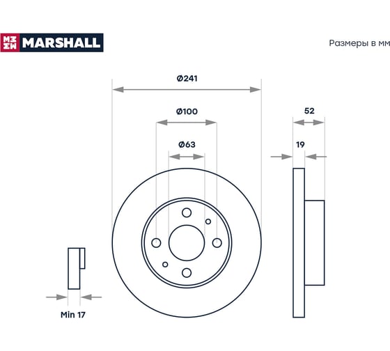 Тормозной диск передний Hyundai Accent II +ТаГАЗ 99- MARSHALL M2000410
