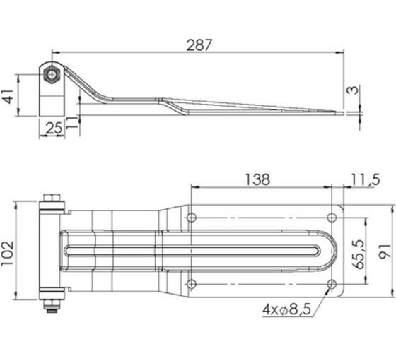 Петля оцинкованная задней двери 287x91 мм Nevpa 153-01-01-018