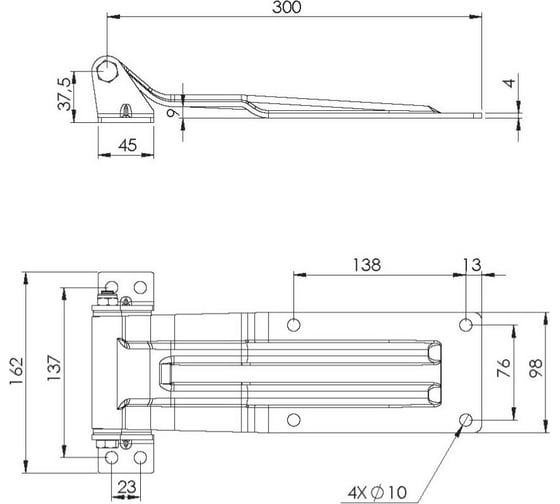 Петля нержавеющая двери фургона 300x98 мм Nevpa 153-01-01-053