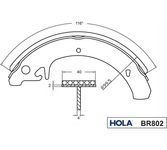 Колодка тормозная задняя 4 шт. для ВАЗ 2108-15, 1118, 2170, 2190 HOLA BR802