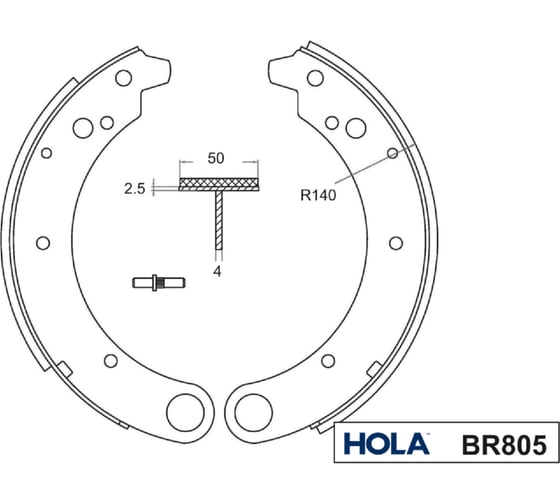 Колодка тормозная задняя 4 шт. для ГАЗ 2410, 3110 HOLA BR805