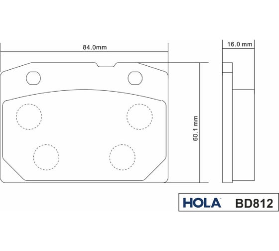 Колодка тормозная передняя 4 шт. для ВАЗ 2101-07 HOLA BD812